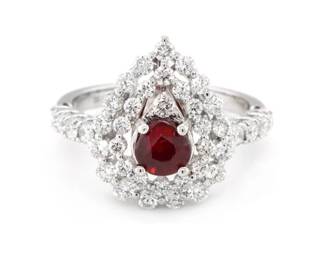 1.00ct. NATURAL PEAR SHAPE UNHEATED RUBY RING 18K