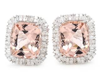 18.52 Ct Morganite Diamond Earrings 18K