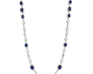 14.97CT OVAL SHAPE SAPPHIRES NECKLACE 18K