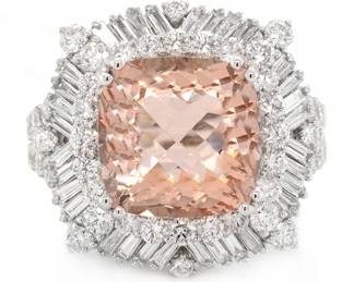 5.62 Ct Morganite Diamond Ring 18K