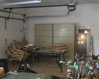 Medical Records Filing Cabinets, outdoor patio set and golf clubs