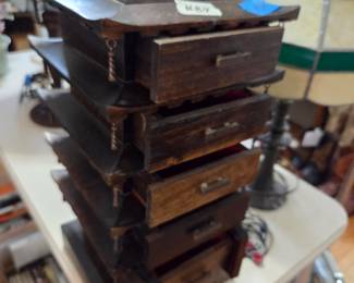 #84 Asian Style Wood 5 drawer Jewelry Armoire - 21x8x8 $75.00