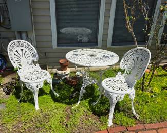 #207 White Painted Bistro Set - Aluminum 3 pc (as is paint finish) $125.00