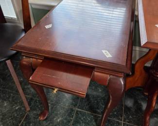 #121 Wooden End Table w/pull-out Trays on Both Sides (as is finish) - 18x28x24 $60.00