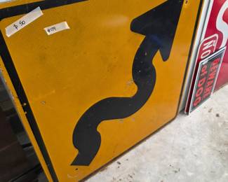 #179 Curve Road Ahead Metal Sign -30" $50.00