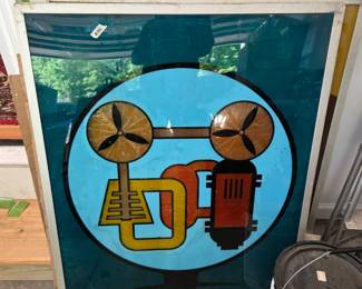#144 Atomic Energy Commission Training Materials Painted Glass Panels & Blueprints - set of 6 panels $250.00