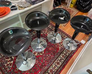 #268 MCM Retro Black & Chrome Vintage Bar Stool w/Chrome Foot - Adjustable set of 4 $200.00
