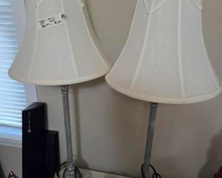 #91 Pair of Metal Buffet Lamps - 33" tall $100.00