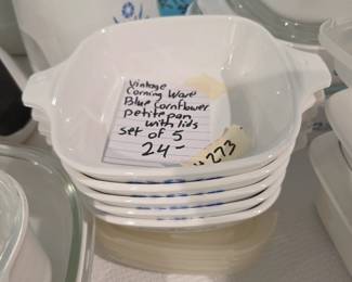 #273 Corning Ware Blue Cornflower Petite Pan w/lids - Set of 5 $24.00