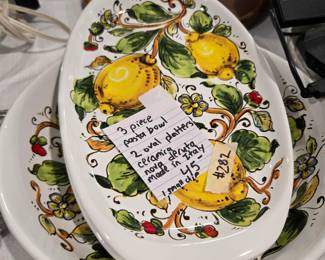 #282 3 piece Pasta Bowl - 2 oval Platters Ceramics Nova Deruta - Made in Italy (one chip) $45.00