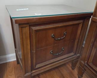#69 Cherry 2 Drawer Bedside Table w/Glass Protect - 24x16x25 $50.00