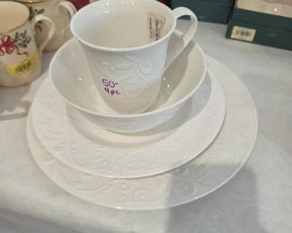 #113 Lenox 4 pc "Opal Innocence" carved $50.00