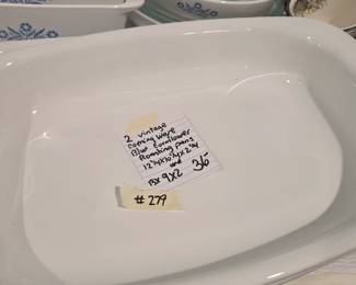 #279 2 Vintage Corning ware Blue Cornflower Roasting Pans 13x9x2 $36.00
