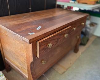 #166 Wood Small Chest of 3 drawers (as is finish) 42x20x26 $50.00