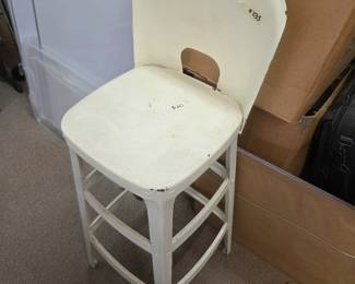 #233 White Painted Metal Stool $30.00