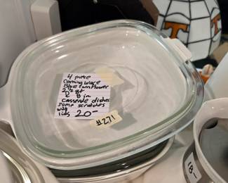 #271 4 pc Corning Ware Blue Cornflower 2.5qt & 8" Casserole Dishes (some scratches) w/lids $20.00