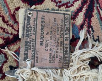 #72 Romanian Bucurest Hand-knotted Rug Black/navy/cream - 106x108 $350.00