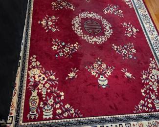 #75 Red machine Made Rug - Red/Gold - 132x96 $75.00