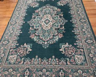 #73 Green Machine made Rug w/center medallion - 132x92 $125.00