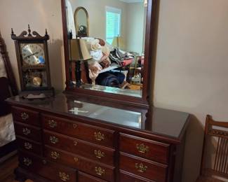 #21 Pennsylvania House Dresser w/11 drawer & Mirror w/glass protect- 62x18x35 Mirror 35x50 $225.00