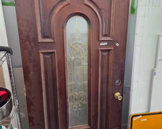 #180 Wooden Door w/leading in glass - 36x80 $150.00