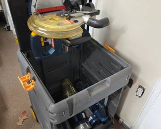 #240 Ryobi - 18V Cordless "6 pack" rolling Chest w/miter Saw and other tools SPC18 $325.00