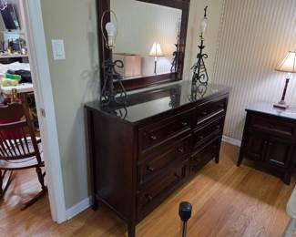 #81 Sauder 6 drawer Dresser w/mirror - 60x19x37 w/glas protect top - Mirror 43x32 beveled` $175.00