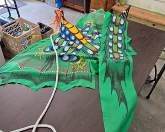 #160 Hand-painted Dragon Kits Green w/tail and string $20.00
