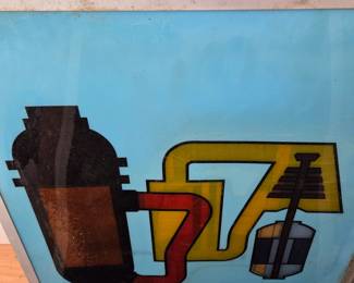 #144 Atomic Energy Commission Training Materials Painted Glass Panels & Blueprints - set of 6 panels $250.00
