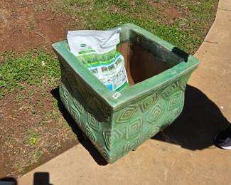 #197 Glazed Flower Pot on Wheels - 18.5x20 $35.00