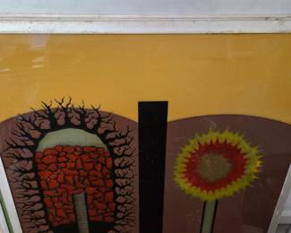#144 Atomic Energy Commission Training Materials Painted Glass Panels & Blueprints - set of 6 panels $250.00