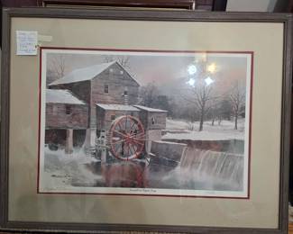 #51 Michael Sloan Signed 776/1000 Print Matted & Framed "Snowfall at Pigeon Forge $150.00