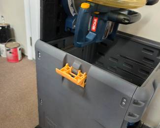 #240 Ryobi - 18V Cordless "6 pack" rolling Chest w/miter Saw and other tools SPC18 $325.00