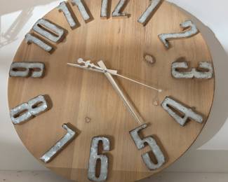 #175 Wooden Clock w/metal Numbers - Battery Operated - 17.9" Diameter $25.00