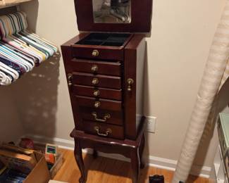 #33 Jewelry Armoire - w/flip-out sides and flip-up top w/mirror w/6 drawers - 16x11x38 $75.00