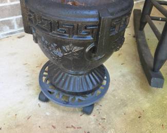 #193 Black Painted Urn Flower Pots - on Casters - 13x17 $25.00
