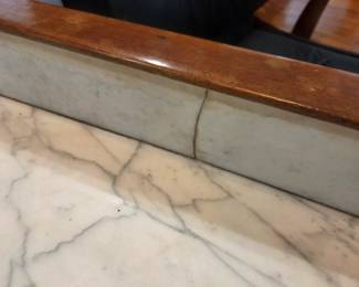 #130 Wood Wash Stand w/marble (back marble Cracked) - 33x15x32 $125.00