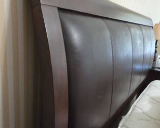 #89 Wood Queen w/leather padded headboard/footboard & Rails $175.00