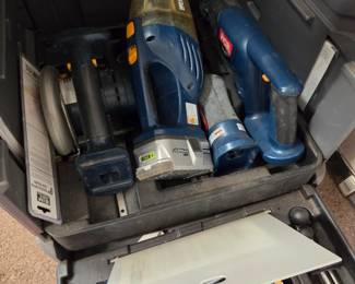 #240 Ryobi - 18V Cordless "6 pack" rolling Chest w/miter Saw and other tools SPC18 $325.00