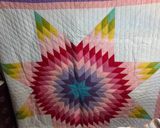 #301 Machine Pieced, Hand Quilted Texas Star 82x90 $75.00