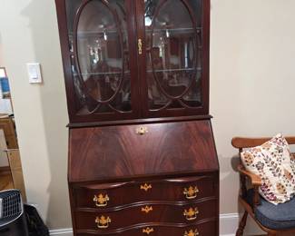 #1 Secretary w/bubble Glass Front w/2 doors & 4 Drawers w/flip-down Desk w/ball & Claw Feet - 34x15-27x88 $275.00
