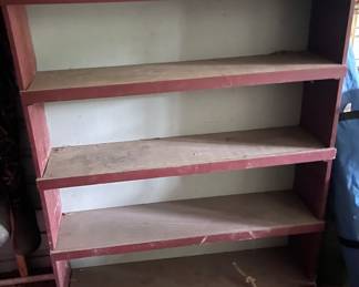 Wooden shelving
4 feet wide
1 foot deep
57 inches tall