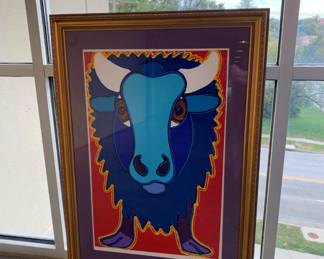 Blue Cow original art by Matthew Brzostoski – Framed - $225