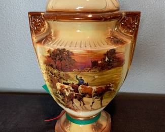 Old English Porcelain Mantle Vase with bovine scene $25