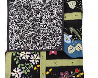 Quilt Machine Stitched Hand Appliqued Wool Floral