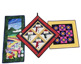 Quilts Machine Stitched Décor Wall Hangings Bright Colors Applique Snowmen Butterfly