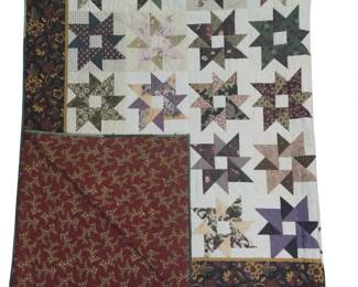 Queen Size Quilt Hand Stitched Burgundy