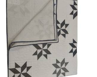 Queen Size Quilt Hand Stitched Stars White Navy