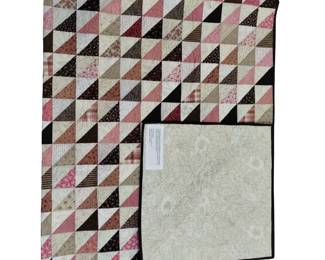 Queen Size Quilt Machine Stitched Pink Brown