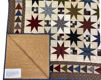 Quilt Machine Stitched Stars Earth Tones